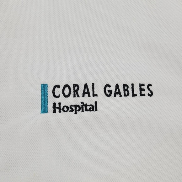 Nike Polo Shirt Mens Large White Dri-Fit Golf Swoosh Coral Gables Hospital Logo - Picture 7 of 15